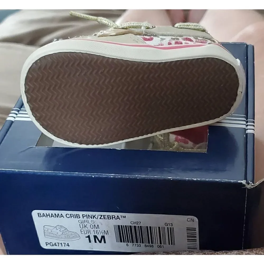 NIB SPERRY INFANT BAHAMA ZEBRA PRINT CRIB SHOES